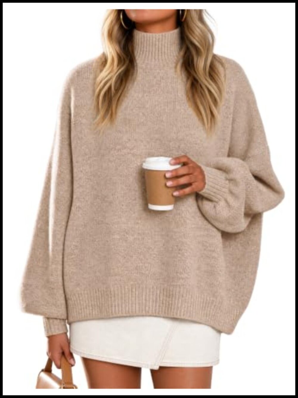 Oversized Turtleneck Sweater Women Winter Fuzzy Knit Pullover